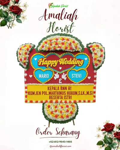 Karangan Papan Bunga Pernikahan di Sijambe
